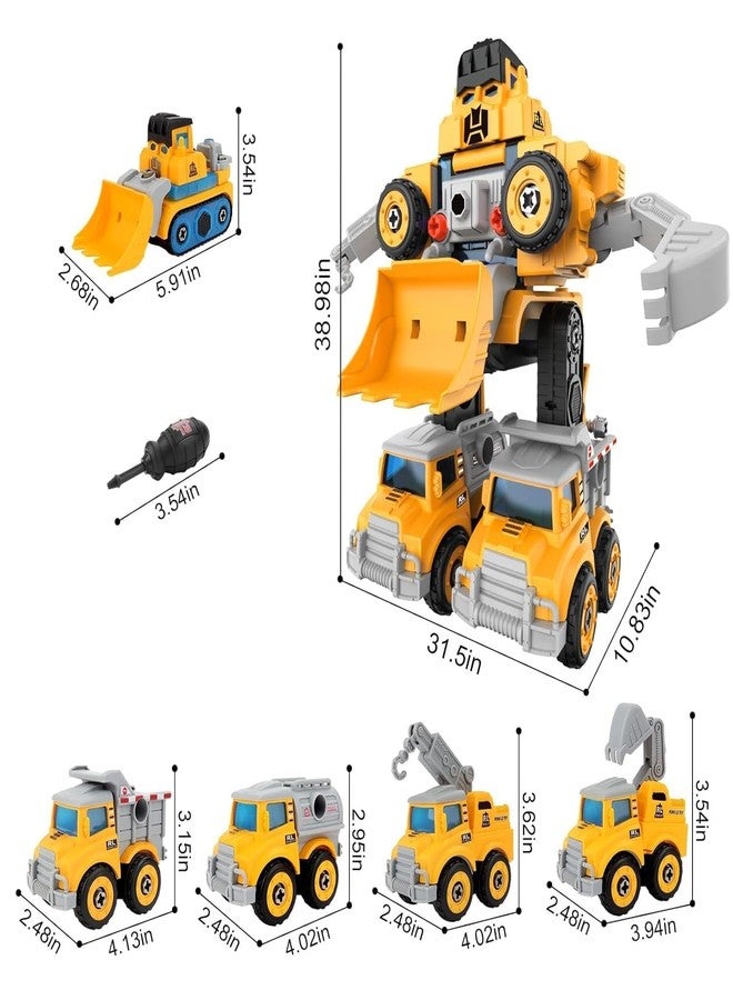 Funspark 5 in 1 Multi-Functional Construction Trucks DIY Rescue Vehicle Transformed Robot Building Set Kids Assembly Construction Fighting Toy (5 in 1 Assembling-Construction Trucks) - Image 3